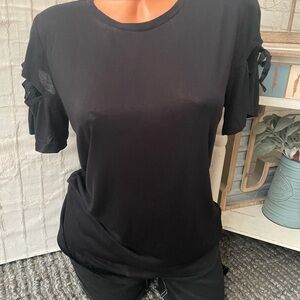 Topshop Womens Viscose Slit Sleeve Tie Top Sz 6 NEW!